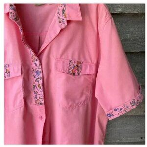 Vintage "Golden Wings" brand  size 22 Pink button front blouse-BEAUTIFUL!!